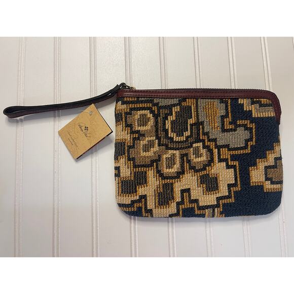 NWT Patricia Nash Designs Peruvian Tapestry Clutch Wallet Purse Bag Blue Pockets - Picture 1 of 8